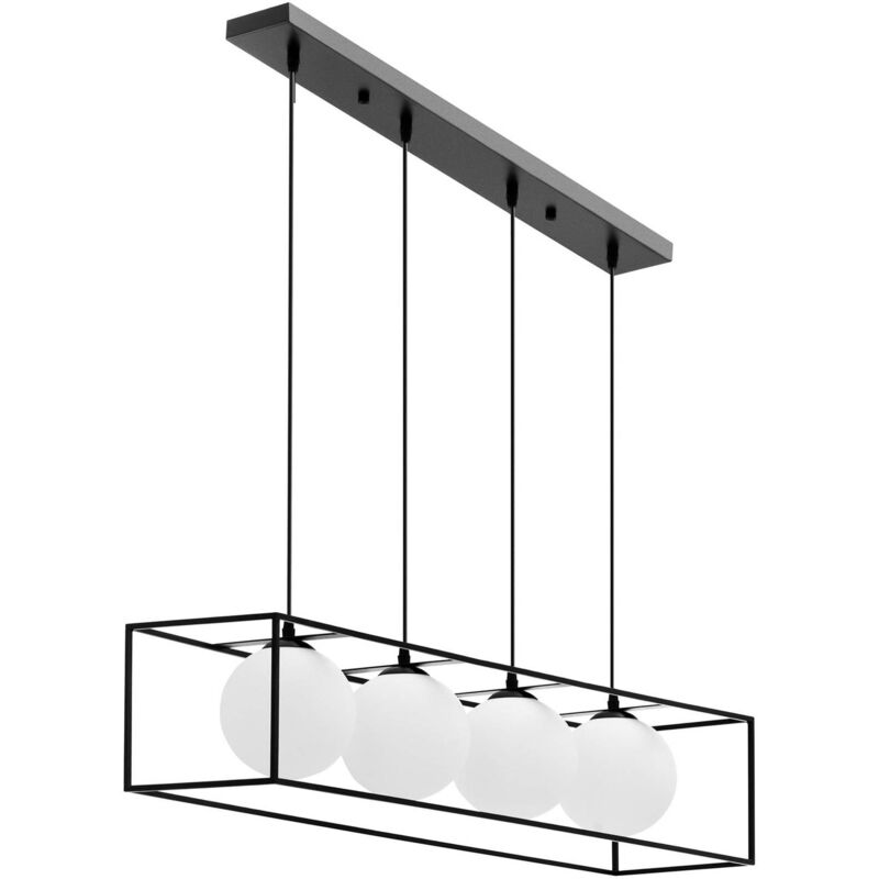 Image of Lampada a sospensione - 4 punti luce - Sfere in vetro con struttura in ferro Lampadari a sospensione Lampada a sospensione per interni