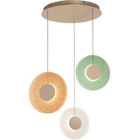 Lampada a sospensione 45 cm CANDY 3 Luci in metallo e vetro graniglia MULTICOLOR