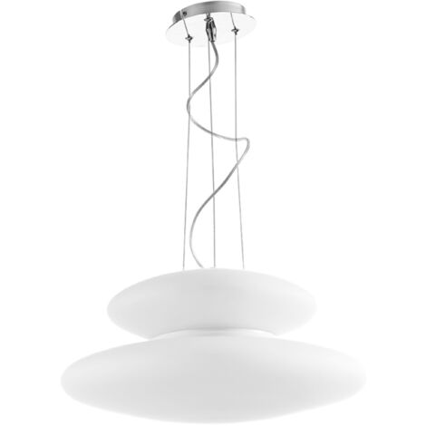 Lampada a sospensione 50 cm PAGODA in vetro Bianco soffiato e acidato PICCOLO