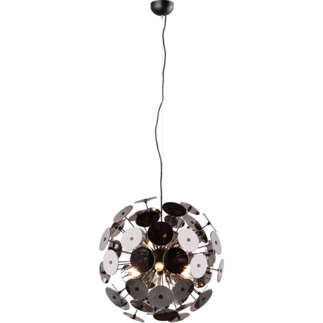 Lampada a sospensione 6 luci, metallo e vetro, cromato, D54 cm, Discalgo