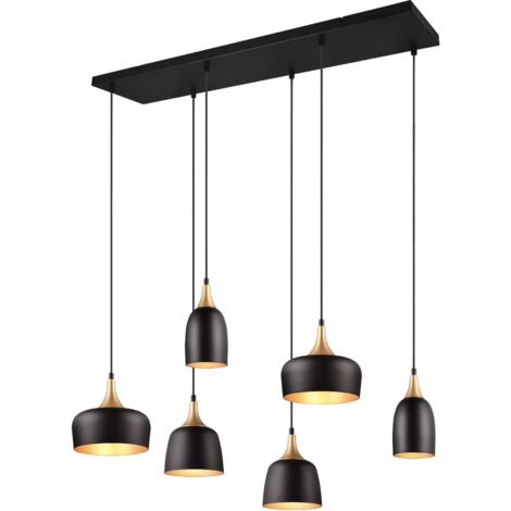 Lampada a sospensione 6 luci, metallo, nero opaco, L 91 cm, Chiraz