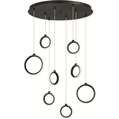 Lampada a sospensione 60 cm in metallo verniciato 8 Luci NERO a Led PINTA
