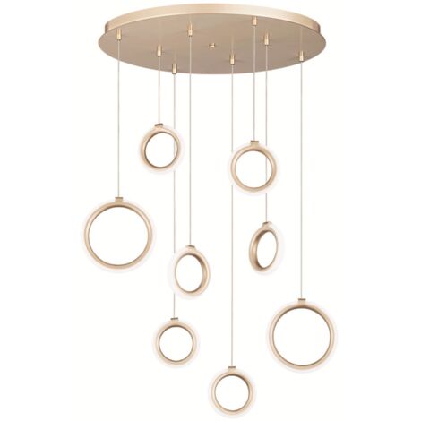Lampada a sospensione 60 cm in metallo verniciato 8 Luci ORO a Led PINTA