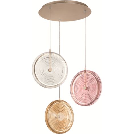 Lampada a sospensione 60 cm JOKEY 3 Luci in metallo e vetro decorato MULTICOLOR