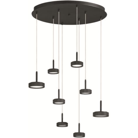 Lampada a sospensione 60 cm NINA in metallo verniciato Nero 8 Luci Led