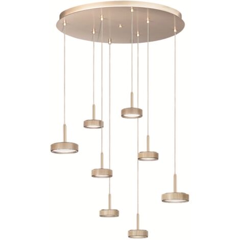 Lampada a sospensione 60 cm NINA in metallo verniciato Oro 8 Luci Led