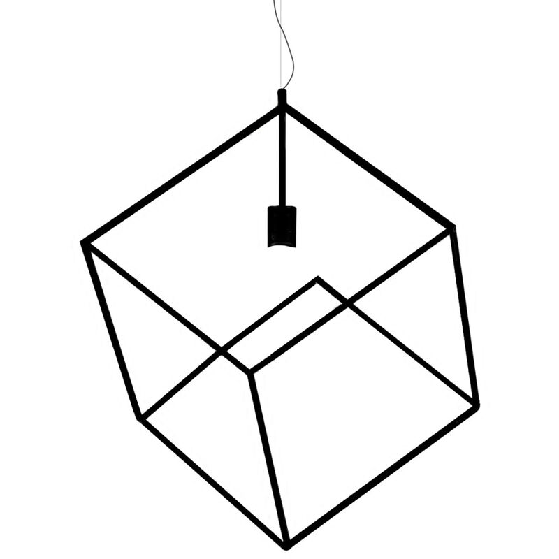 Image of Lampadario In Metallo Industrial Cube Nero 1 Luce E27