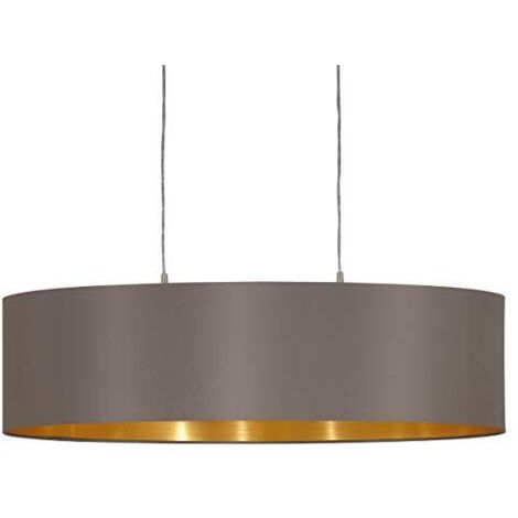 Lampada a sospensione 78x22x110 cm in metallo e tessuto cappuccino e oro  con altezza regolabile - Eglo Maserlo