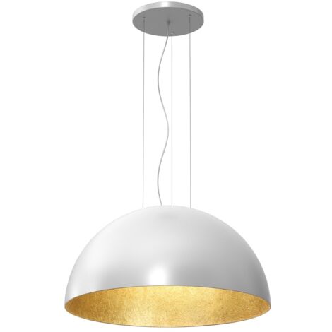 Lampada a sospensione Ø80 bianca interno oro Compo E27