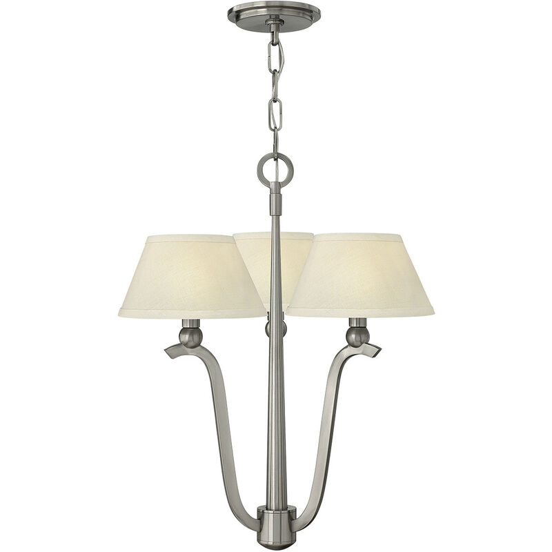 

Lampada a sospensione a 3 bracci con paralume 3x E14 nichel spazzolato Lámpara colgante de 3 brazos con pantalla 3x E14 níquel cepillado
