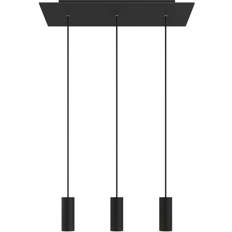 Image of Creative Cables - Lampada a sospensione a 3 cadute con xxl Rose-One rettangolare 675 mm completa di cavo tessile e paralume in metallo Tub-E14 Dibond
