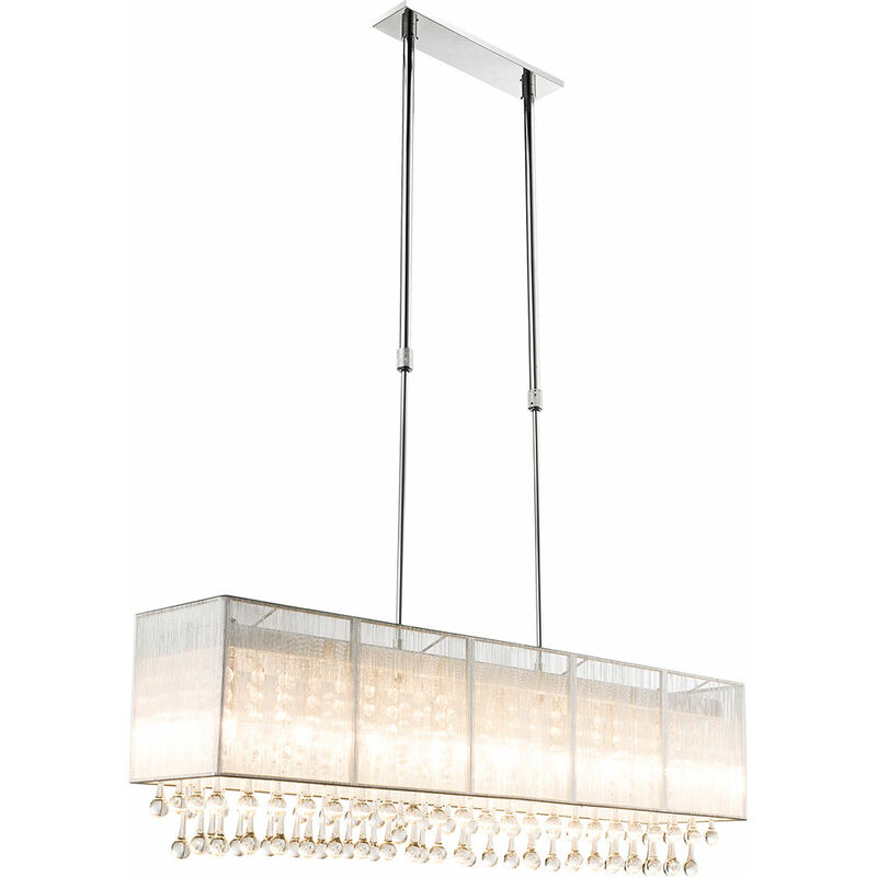 Image of Etc-shop - Lampada a sospensione a led da soffitto seta soggiorno vetro cristallo lampada a sospensione regolabile in altezza
