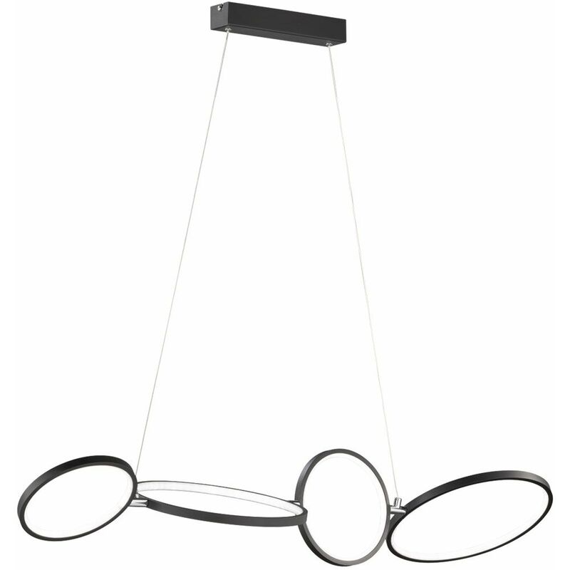 Image of Lampada a sospensione a soffitto a LED nera soggiorno sala da pranzo lampada a sospensione design anello di illuminazione dimmerabile tramite