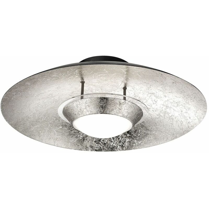 Image of Globo - Lampada da soffitto a led argento metallizzato lampada da pranzo rotonda Lampada da soffitto moderna, ottica foglia argento, 1x led 18 watt