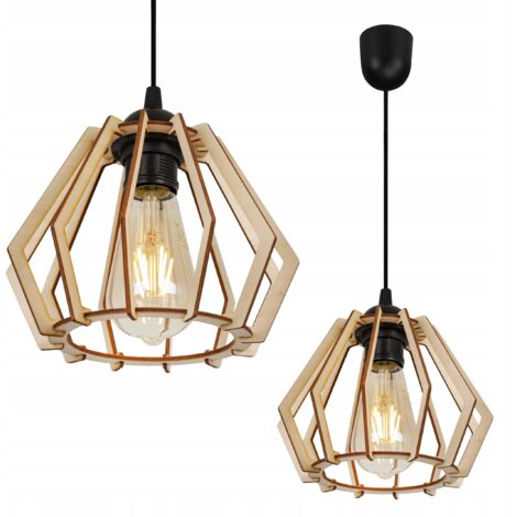LAMPADA A SOSPENSIONE A LED MODERNA IN LEGNO