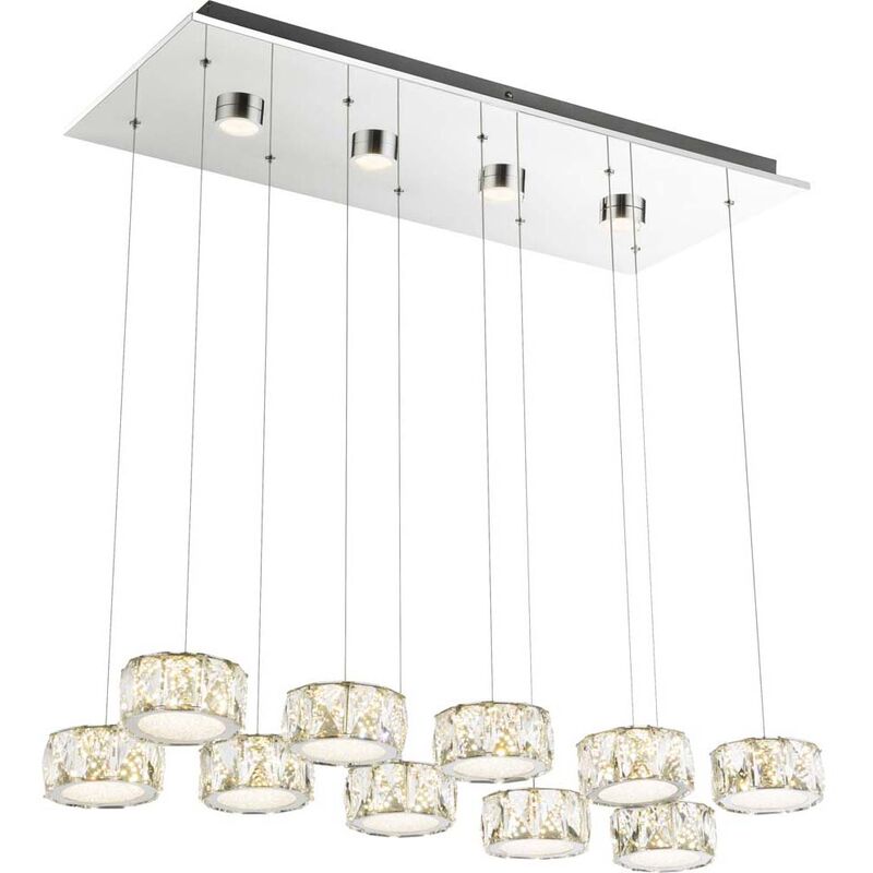 Image of Etc-shop - Lampada a sospensione a pendolo a soffitto a led lampada cromata con cristalli di vetro illuminazione spot