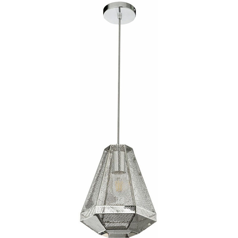 Image of Etc-shop - Lampada a sospensione a pendolo da soffitto Lampadario in metallo cromato con paralume Decorazione soggiorno Sala da pranzo