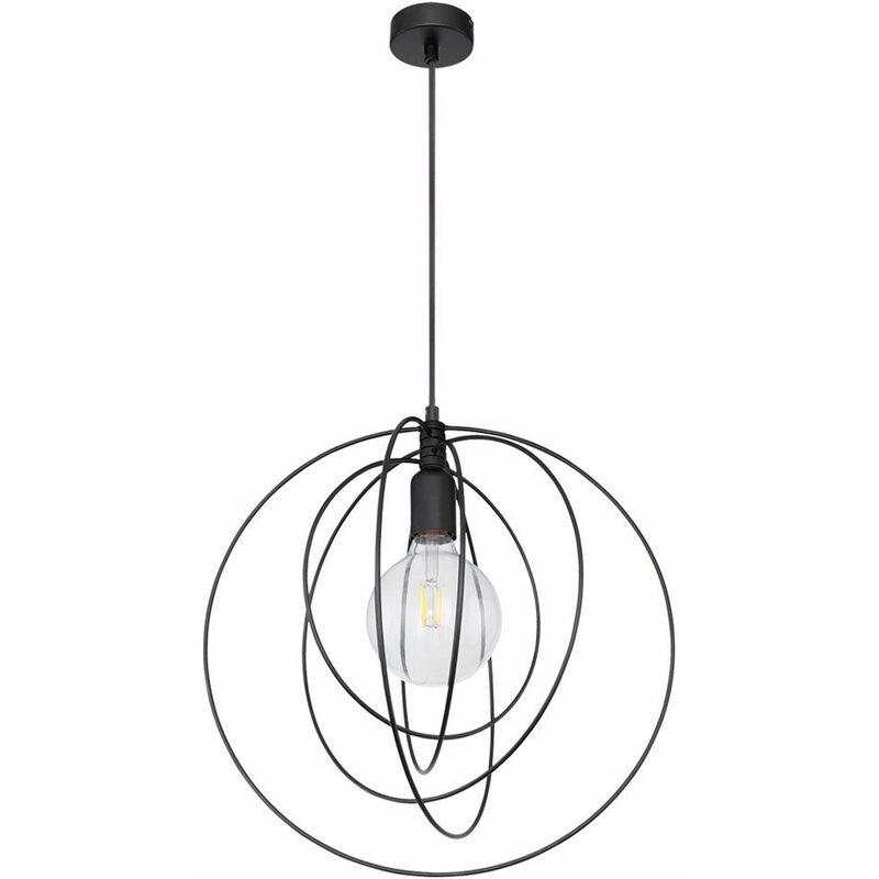 Image of Lampada da soffitto a pendolo retro Lampada ad anello da soggiorno a filamento mobile in un set con lampadine a led