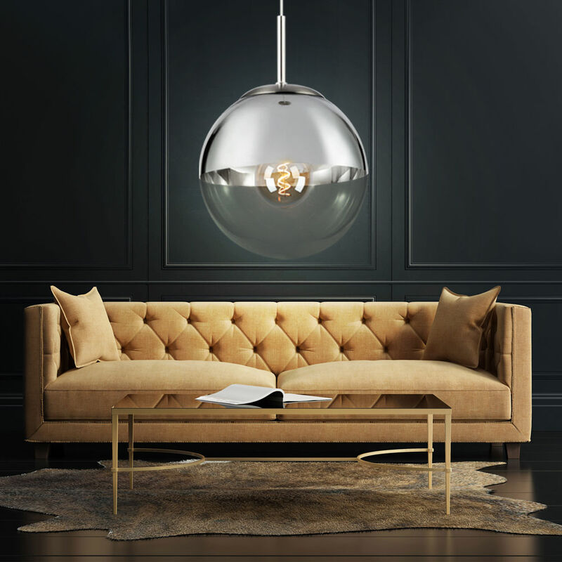 Image of Lampada da soffitto a pendolo palla soggiorno pranzo camera da letto lampada a sospensione in vetro in un set che include lampadine a led
