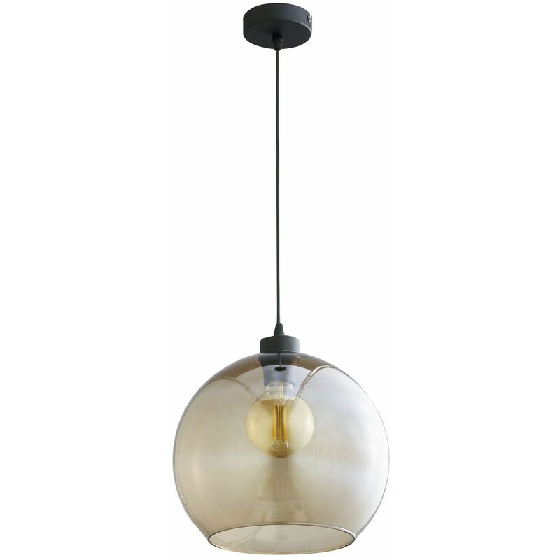 Image of Lampada a sospensione a sfera ø 30 cm rotonda E27 in vetro fumé a sospensione cucina tavolo da pranzo soggiorno - Nero, marrone