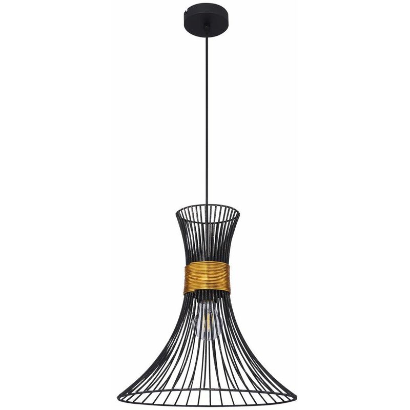 Image of Lampada a sospensione a filamento design retrò soggiorno sala da pranzo illuminazione lampada a sospensione nera in un set con lampadine a led
