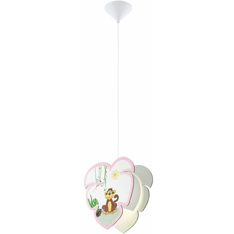 Image of Lampada a sospensione a soffitto per ragazze, camera dei bambini, lampada a sospensione con motivo a scimmia in un set che include lampadine a led