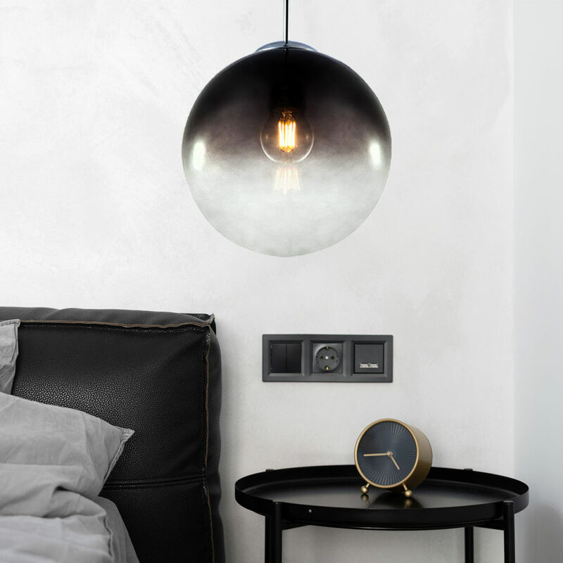 Image of Etc-shop - Lampada a sospensione a soffitto con design a sfera, fumo, illuminazione per soggiorno, lampada in vetro