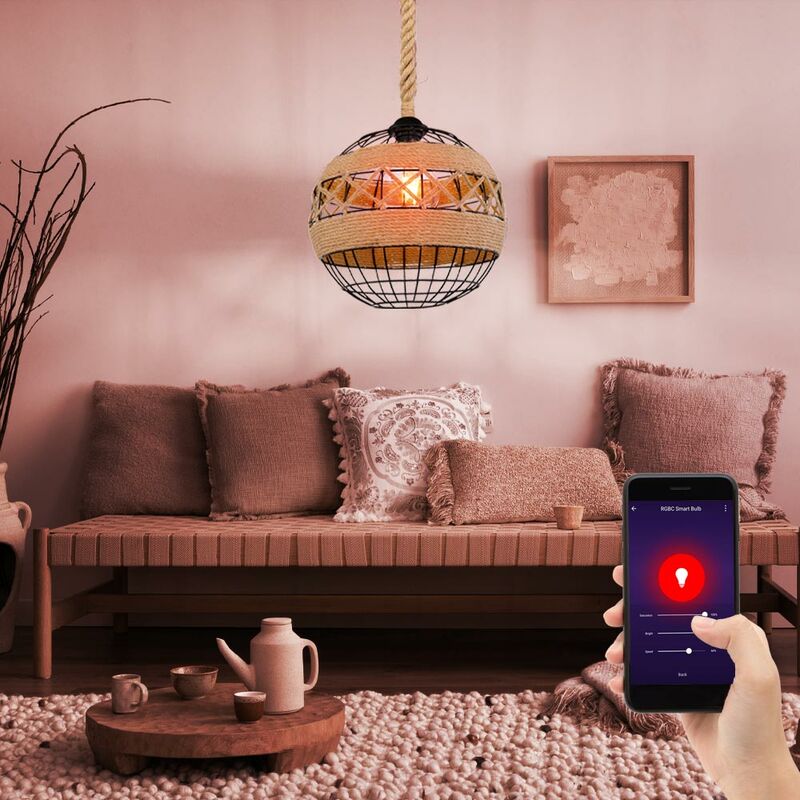 Image of Etc-shop - Lampada a sospensione a soffitto controllabile tramite app per telefono cellulare, controllo vocale, lampada in un set che include lampade
