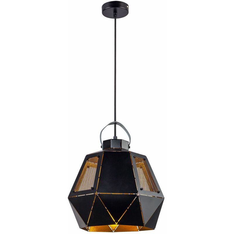 Image of Lampada da soffitto design retrò lampada a sospensione illuminazione soggiorno lampada a sospensione oro nero Globo 15309H
