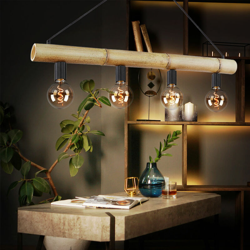 Image of Etc-shop - Lampada a sospensione da soffitto a filamento naturale soggiorno sala da pranzo illuminazione design vintage lampada a sospensione in un