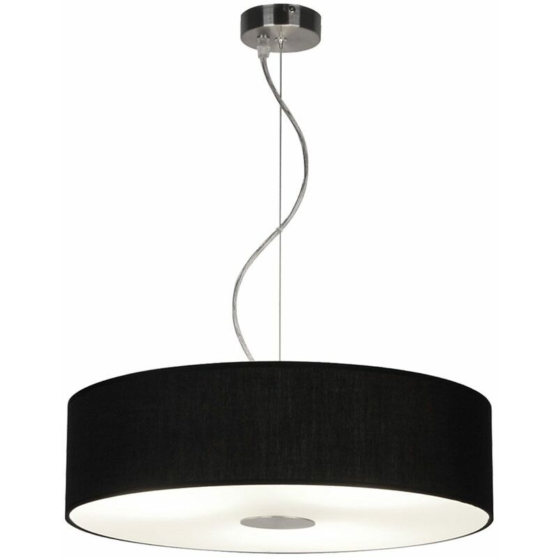 Image of Ledino - Lampada a sospensione a soffitto con paralume in tessuto soggiorno illuminazione sala da pranzo lampada a sospensione in vetro nero