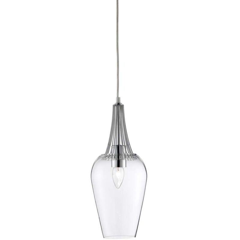 Lampada a sospensione Whisk, cromo e vetro trasparente Cromo e acciaio dolce placcato trasparente / vetro