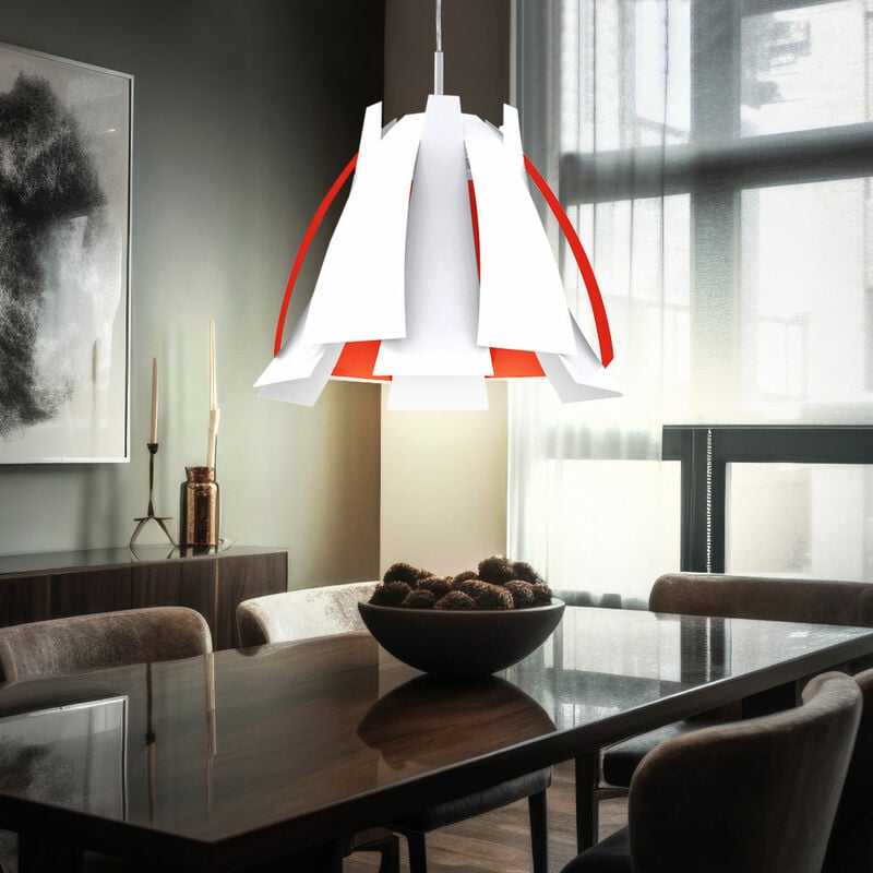 Image of Lampada a sospensione lampada a sospensione lampada a sospensione lampada da sala da pranzo lampada da soggiorno, lamina di metallo arancione bianco,