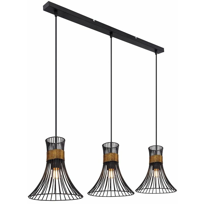 Image of Etc-shop - Lampada a sospensione a soffitto oro nero soggiorno sala da pranzo illuminazione lampada di design reticolo in un set che include