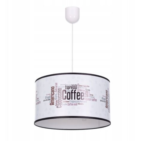 Lampada a sospensione a soffitto, paralume, stampa caffè caffee