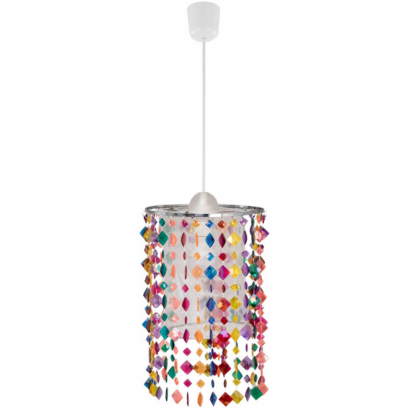 Image of Etc-shop - Lampada a sospensione da soffitto per bambini, in tessuto, cristallo, lampada a sospensione colorata in un set che include lampadine a led