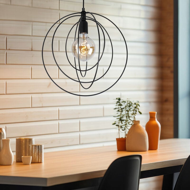 Image of Lampada a sospensione a soffitto soggiorno illuminazione sala da pranzo lampada a pendolo anelli mobili