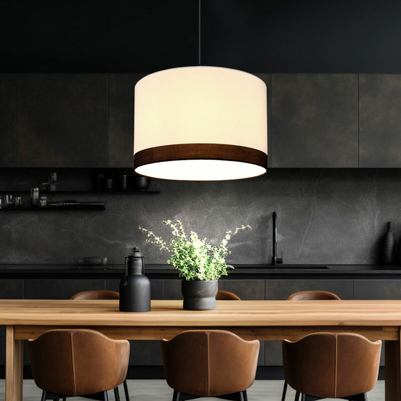 Image of Lampada a sospensione lampada da soffitto in metallo bianco appeso soggiorno moderno lampada a sospensione tavolo da pranzo bianco, nero, 1x E27, DxH