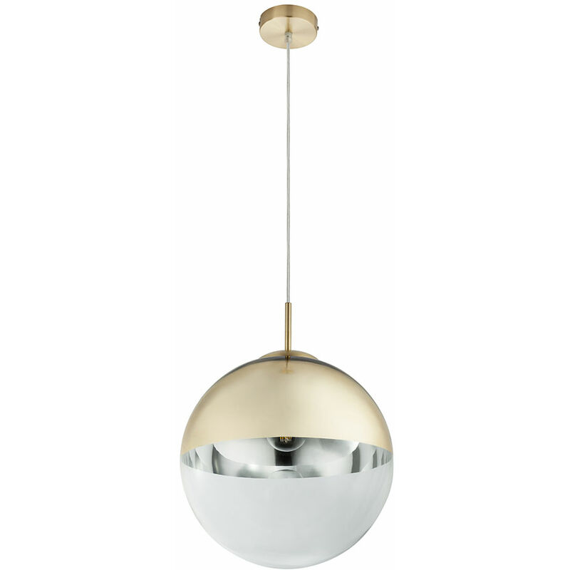 Image of Lampada a sospensione a soffitto design palla soggiorno illuminazione sala da pranzo lampada a sospensione in vetro oro in un set che include