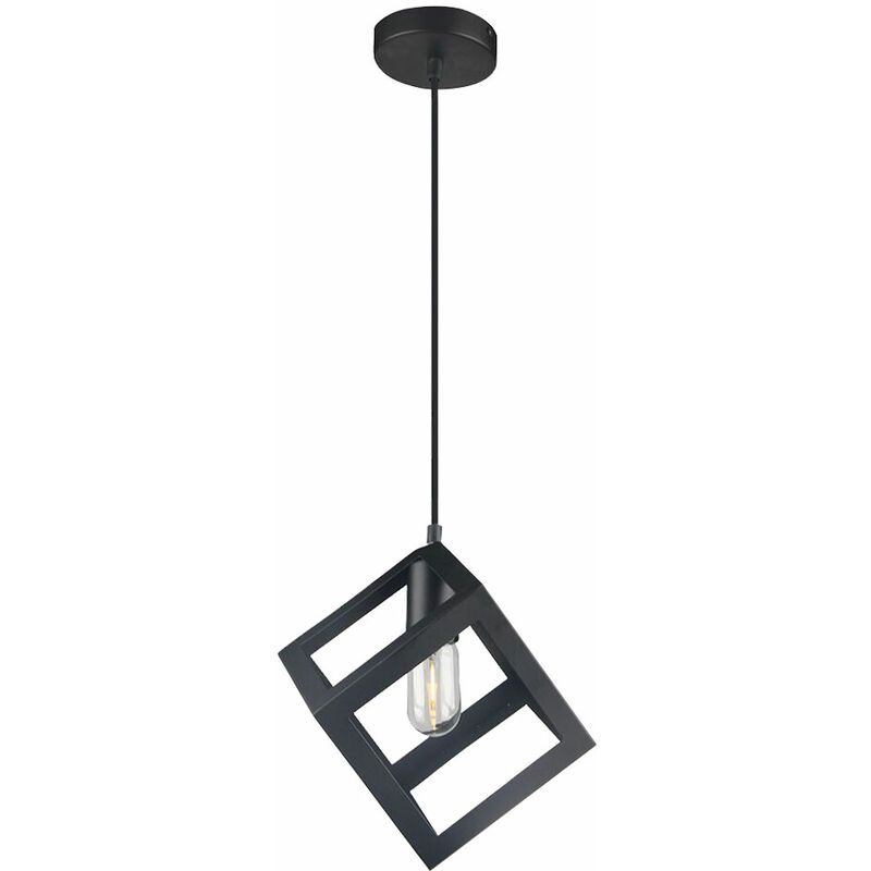 Image of Lampada da soffitto a sospensione a gabbia per soggiorno, lampada a pendolo telecomando in un set che include una sorgente luminosa a led rgb
