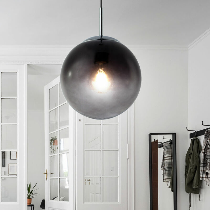 Image of Lampada da soffitto a pendolo di design per camera da letto, lampada a sfera sospesa in vetro in un set che include lampadine a led