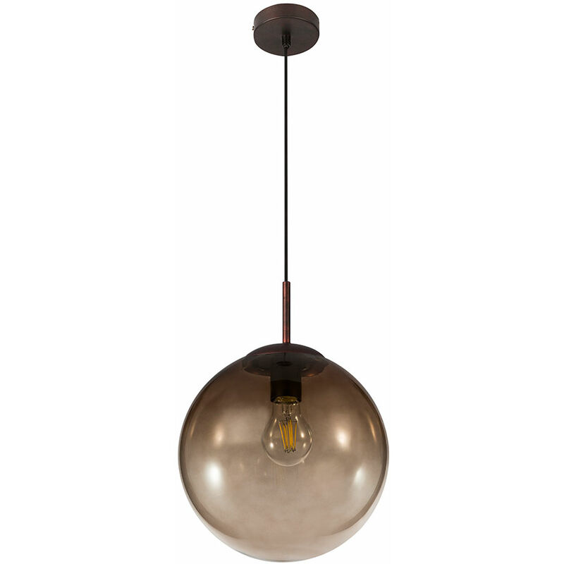 Image of Lampada a sospensione a sospensione in vetro design lampada da soffitto a sfera marrone ambra illuminazione soggiorno