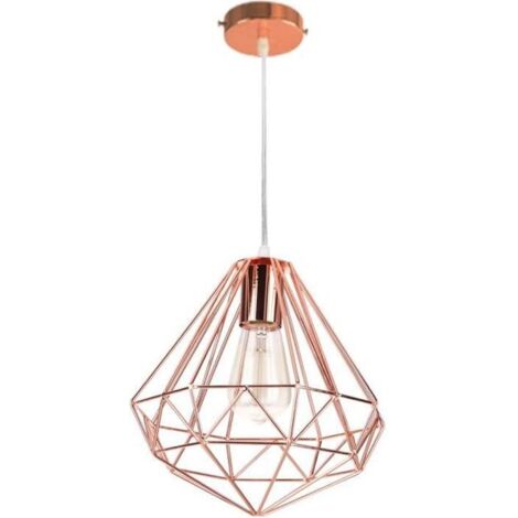 Lampada a Sospensione a Uno Punto Luce Vintage Lampada da Soffitto in Metallo Ferro E27 per Camera da Letto Cucina Soggiorno Sala da Pranzoa-Oro Rosa