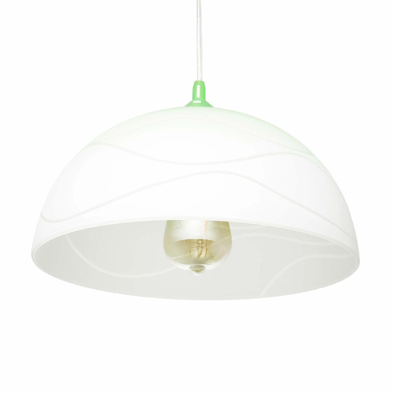 Image of Lampada a sospensione ADANIA design retrò color verde Lampadario da soggiorno - Verde, bianco