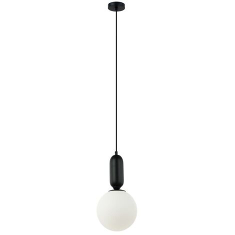 Lampada a sospensione Aldeva sfera bianca nera E27 40W
