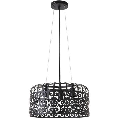 Lampada a sospensione Alessandra metallo in metallo nero opaco Ø40cm H: 175,5cm