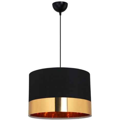 Lampada a sospensione Alfina tessuto nero fascia oro ASZ1665 EFFEZ