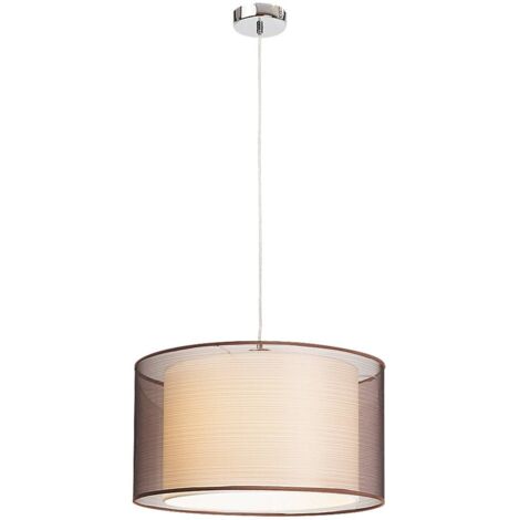 Lampada a sospensione Anastasia in metallo cromato tessile / marrone Ø44,5cm H: 25cm