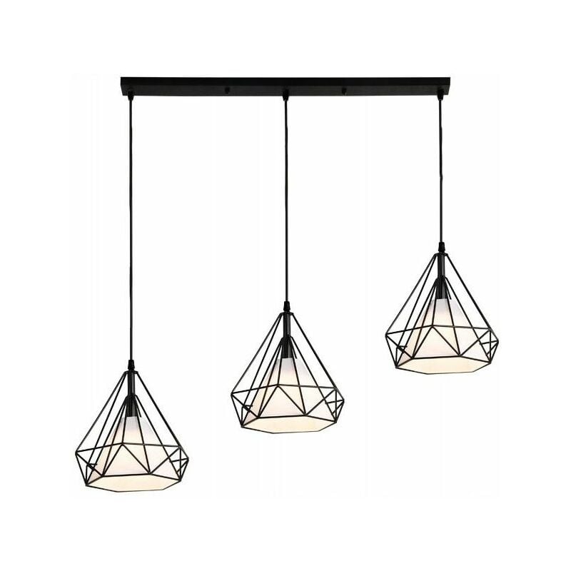 Image of Toolight - lampada a sospensione APP012-3CP bello loft diamante 3-PUNTI luce E27 60X24,5X28,5-118,5CM regolabile - nero