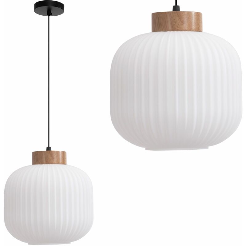 Image of Toolight - lampada a sospensione APP1068 tondo 1-PUNTI luce E27 21X21X18-108CM regolabile - bianco / marrone